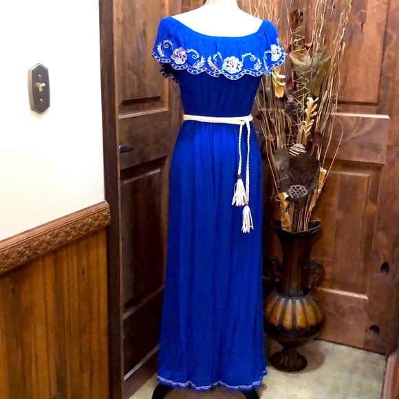 Flying Tomato Electric Royal Blue Embroidered Maxi - Picture 3 of 7